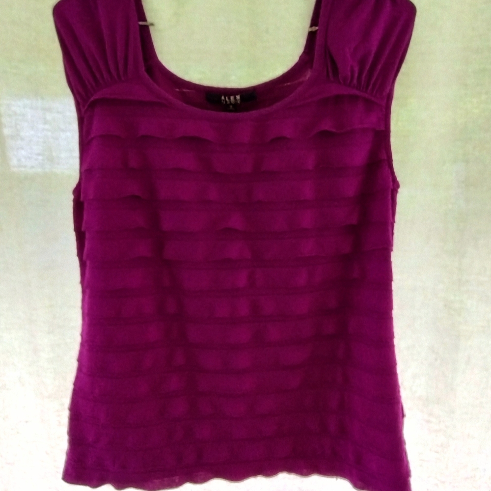 Alex Marie Ribbed Pink Sleeveless Tank